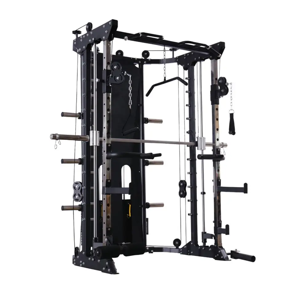 Smith trainer machine for strength training and weightlifting